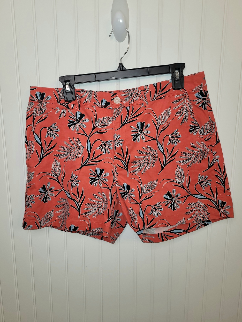 Banana Republic Coral Floral Flat-Front Cotton Chino Shorts Size 10